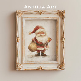 Vintage Jultomten med Gift Bag-jul Poster