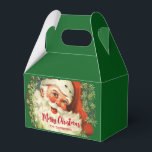 Vintage Jultomten med Gräs-andejul Presentaskar<br><div class="desc">En pyttelåda med en reflexbild med ett leende Jultomten i lycklig omgiven av en andedräkt i gräs med en sprit av holly i hatten.</div>