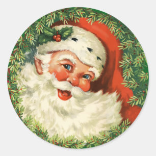 Vintage Jultomten med Gräs-andejul Runt Klistermärke