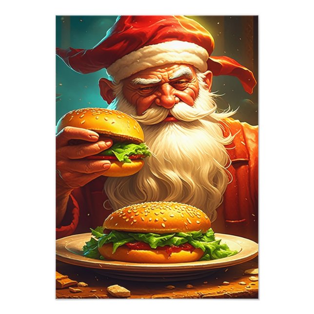 Vintage Jultomten med Hamburger Fototryck (Framsidan)