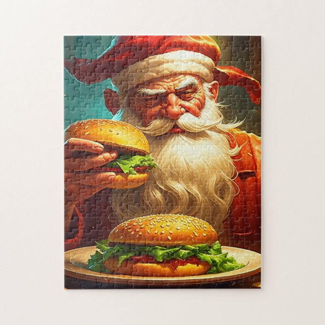 Vintage Jultomten med Hamburger Pussel (Vertikal)