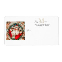 Vintage Jultomten Monogram Return Shipping Label
