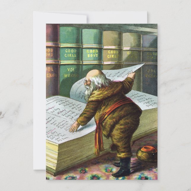 Vintage Jultomten Naughty Nice-partiets inbjudan (Framsida)