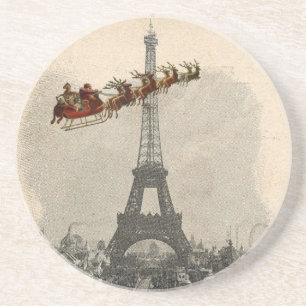 Vintage jultomten över Paris Underlägg