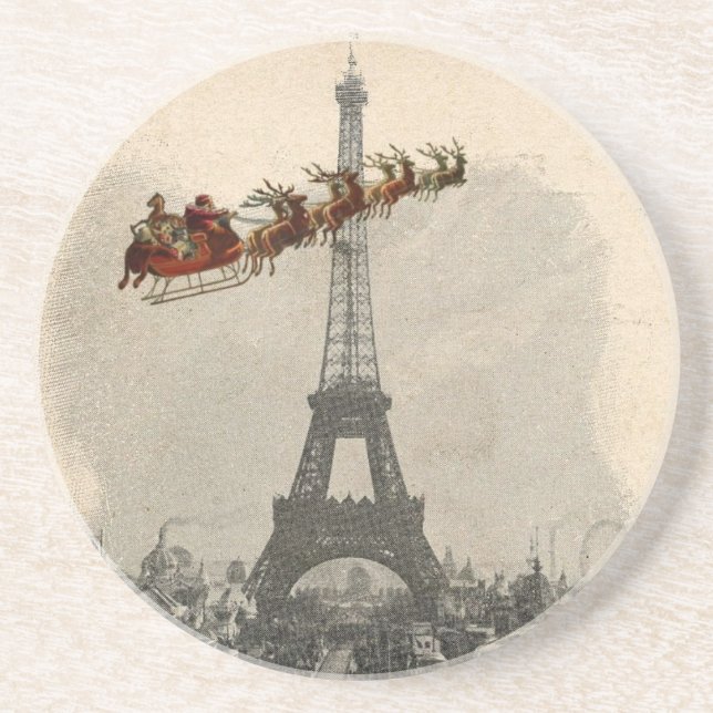 Vintage jultomten över Paris Underlägg (Framsidan)