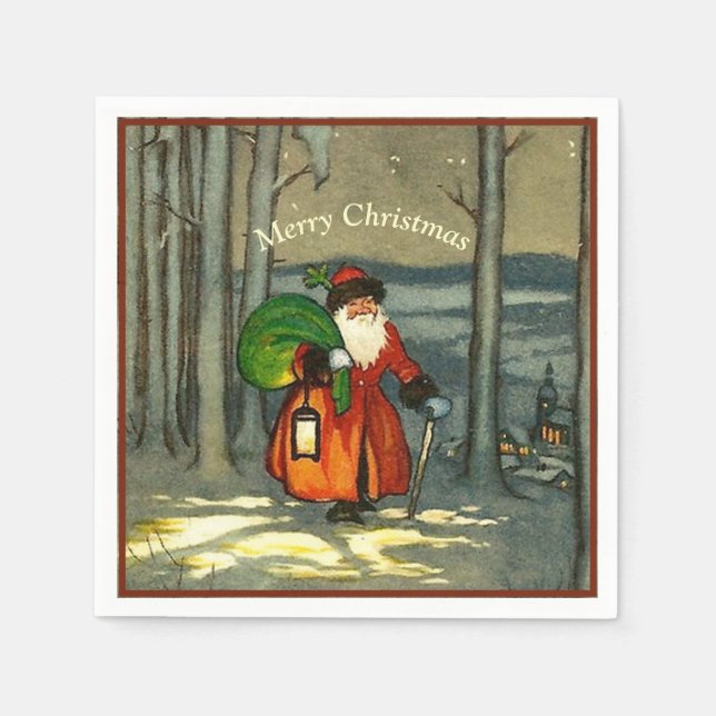 Vintage jultomten pappersservett (Framsidan)