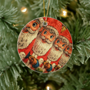 Vintage jultomten Pappra Mache Julgransprydnad Keramik