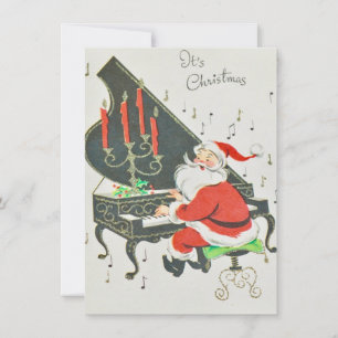 Vintage jultomten Pllay Piano Julkort