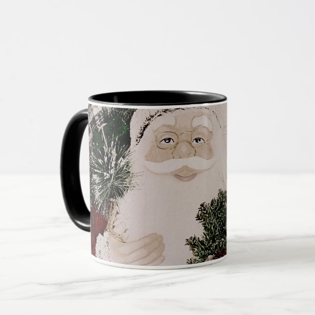 Vintage Jultomten Porträtt-julen Helgdag Mugg (Framsida vänster)