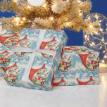 Vintage jultomten Reindeer Flyghelikopter Presentpapper<br><div class="desc">Vintage jultomten med Renrenflygande helikopterskrotning Pappert.</div>
