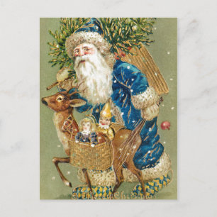 Vintage Jultomten Reindeer jul Vykort