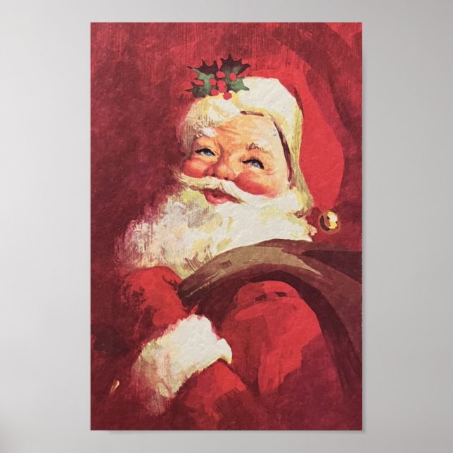 Vintage Jultomten Reindeer Mid Century Poster (Framsidan)