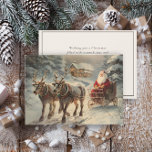Vintage Jultomten Reindeer Sleigh Snö Julkort<br><div class="desc">I elegant får du ett årligt hälsningskort med en målning av Jultomten som rider genom snö i sitt slift bakom två renar. Personlig på baksidan med ditt budskap och namn. Kontakta mig om du behöver hjälp med din anpassning eller om du vill be om ytterligare matchning eller samordning av Zazzle-produkter....</div>