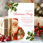 Vintage Jultomten Retro-julen Party Inbjudningar<br><div class="desc">Fira julhelgen med denna charmerande julfestinbjudan med en vintage som illustrerar Jultomten som håller gåvor. Reflexkonstruktionen, som är komplett med ihåliga accenter och en bakåtstridd candy cane, framkallar en nostalgisk helgdag, perfekt för att skapa en varm och festlig atmosfär. Anpassa med din evenemangsinformation så att den blir unik för dig....</div>