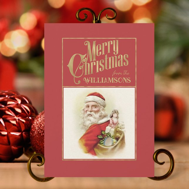 Vintage Jultomten Retro-julkort Julkort (personalized Christmas card, retro xmas card with vintage Santa Claus)