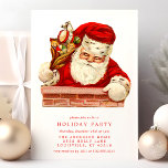 Vintage Jultomten Skorsten Julfesten Retro Inbjudningar<br><div class="desc">Vintage Jultomten Skorsten inbjudan till Retro-Julfest. Den här vackra designen har en retro-Jultomten som går ner på skorsten. Anpassa helgdag för anpassningsbar med dina egna party-uppgifter. Perfekt för en familjejul eller för en korporerad julfest!</div>