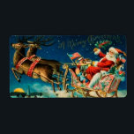Vintage Jultomten Sleigh-Helgdag Fraktsedel<br><div class="desc">Den ursprungliga vintagen Jultomten på sligh med renar illustrerar detta.</div>