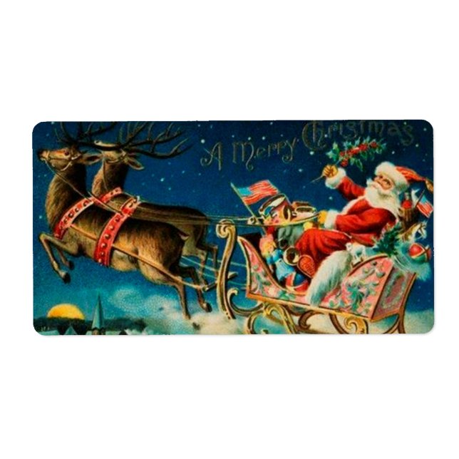 Vintage Jultomten Sleigh-Helgdag Fraktsedel (Framsidan)