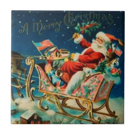 Vintage Jultomten Sleigh-Helgdag Kakelplatta