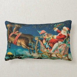 Vintage Jultomten Sleigh-Helgdag Lumbarkudde