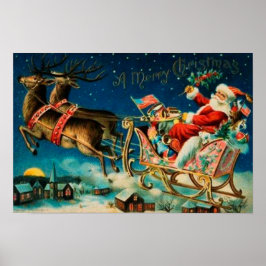 Vintage Jultomten Sleigh-Helgdag Poster