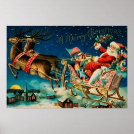 Vintage Jultomten Sleigh-Helgdag Poster