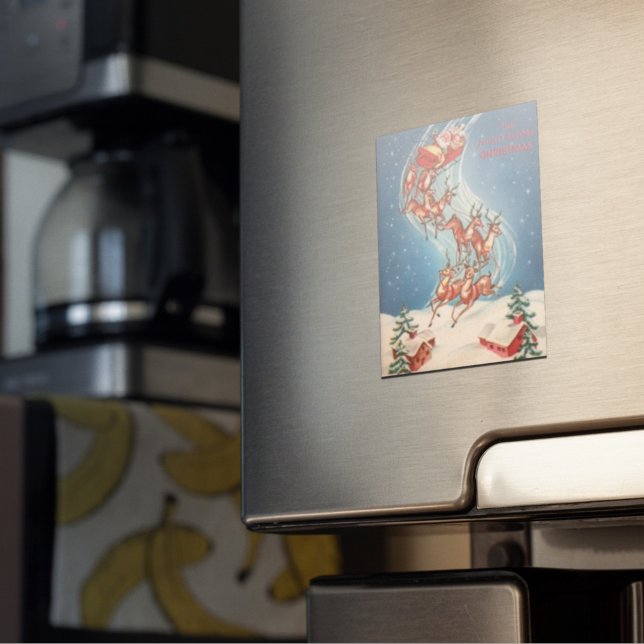 Vintage Jultomten Sleigh och Reindeer Flies Magnet (Skapare uppladdad)