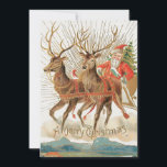 Vintage Jultomten Sleigh och renar som flyger Julkort<br><div class="desc">En vintage religiösa julkort Jultomten med sina renar och sömn. En snö-scen i vintage och gammaldags julhälsningar från Claus själv medan han flyger på jul kväll. För att ge er familj och vänner en glatt jul med traditionell stil. Ta tag i det här religiösan på retro-eleganten och skicka det till...</div>