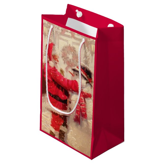 Vintage Jultomten Snögubbe jul (Framsidan Vinklad)