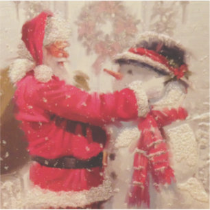 Vintage Jultomten Snögubbe jul Klistermärken