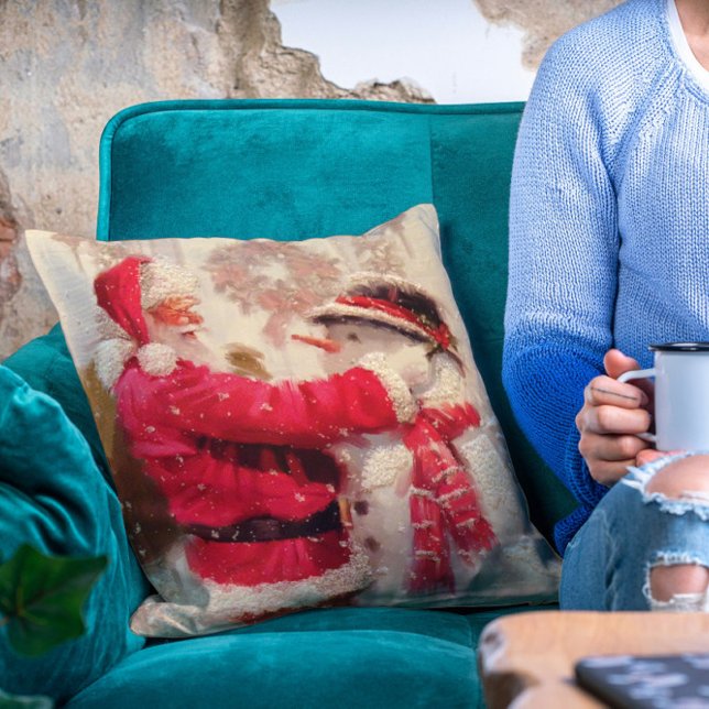 Vintage Jultomten Snögubbe jul Kudde (Skapare uppladdad)