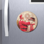 Vintage Jultomten Snögubbe jul Magnet<br><div class="desc">Den här konstruktionen har ett gemensamt Jultomten och snögubbe i snö. #christmas #Tomt #Vintern #party #kök</div>