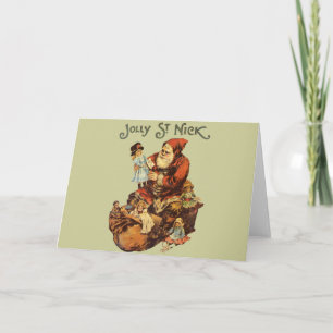 Vintage Jultomten St. Nickn Art-utskrift Helgkort