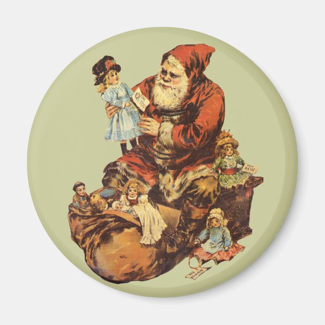 Vintage Jultomten St. Nickn Art-utskrift Magnet (Framsidan)