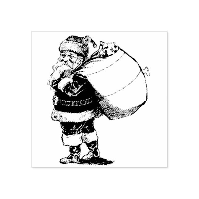 Vintage jultomten stämpel (Tryck)