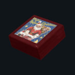 Vintage Jultomten, Twa Natten före jul Minnesask<br><div class="desc">Vintage illustrerar julsagan helgdag i bok täcker konst från den klassiska barnromanen "Twas the Night before jul". Det här är ett bra Jultomten som klättrar upp i skorsten av ett hus med en säck fullt av leksaker på julen Kväll. Väntningar, gultens stjärnor ligger i det ljusa blå himmel. Lycklig jul...</div>