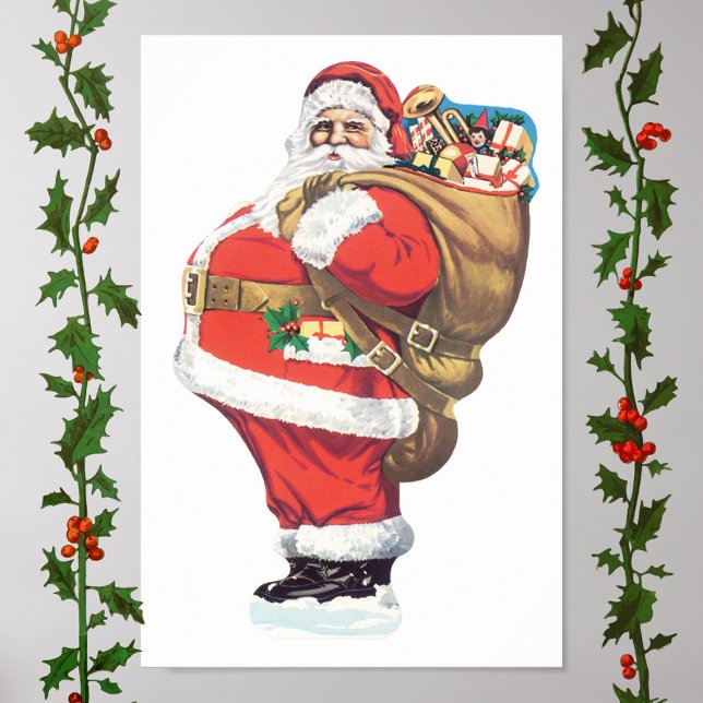 Vintage Jultomten, Viktoriansk julklapp Poster (Skapare uppladdad)