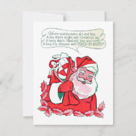 Vintage Jultomten Wishing Jul Joy Julkort