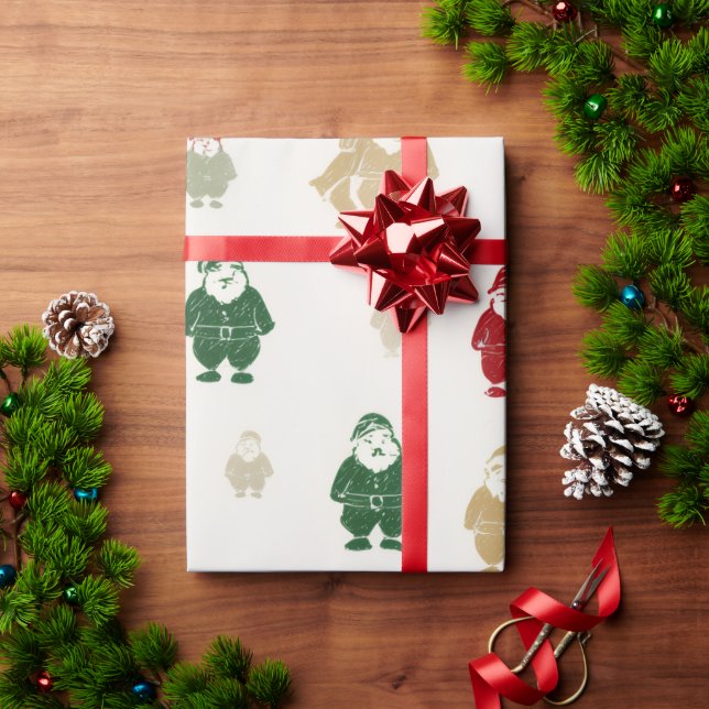 Vintage Jultomten Wrapping Papper | Festive Holid Presentpapper (Julgåva)
