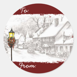 Vintage jultomter Gift Märkre Stickers Runt Klistermärke