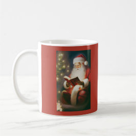 Vintage julväggskonst Läsande tomte Kaffemugg
