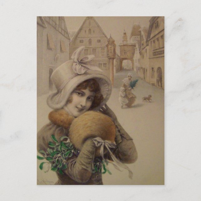 Vintage julvykort helg vykort (Framsida)