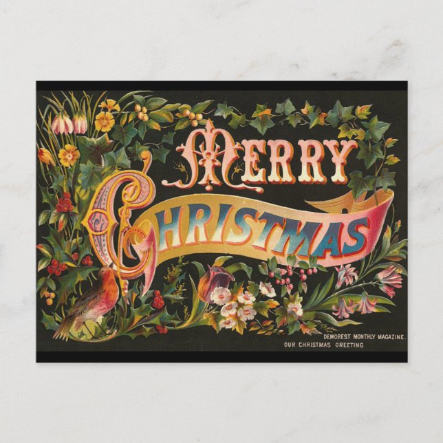 Vintage julvykort helg vykort (Framsida)