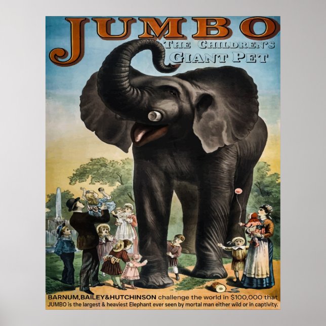 Vintage Jumbo Circus-annonsering Poster (Framsidan)