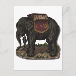 Vintage Jumbo Circus Elephant Retro Die-cut Card Vykort