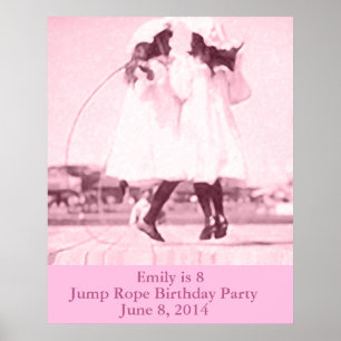 Vintage Jump Rope Rosa Barns födelsedag Party Poster