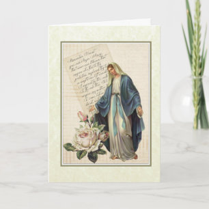 Vintage Jungfru Maria Jesus Religiöst Memorare Kort