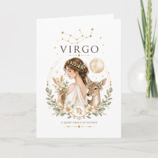 Vintage Jungfrun Zodiak Astrologi Horoskop Tecken Kort