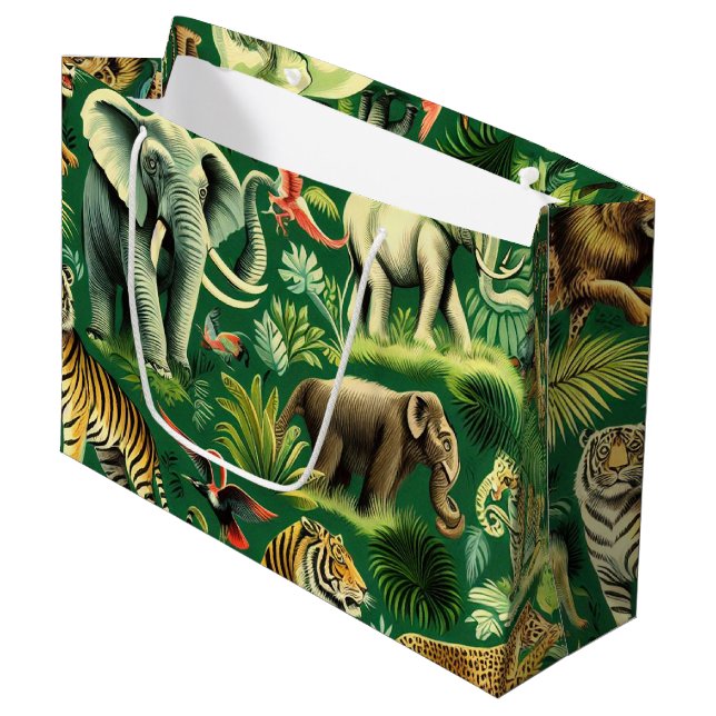 Vintage Jungle Animals Mönster (Framsidan Vinklad)