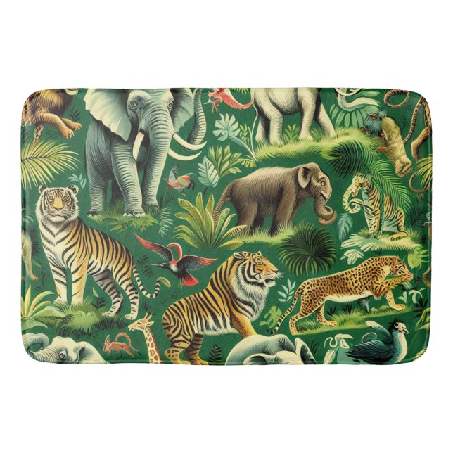 Vintage Jungle Animals Mönster Badrumsmatta (Framsidan)